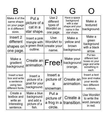 Powerpoint Bingo Card