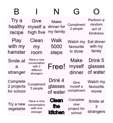 Wellness Bingo Card