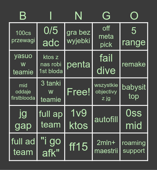 solo q xd Bingo Card