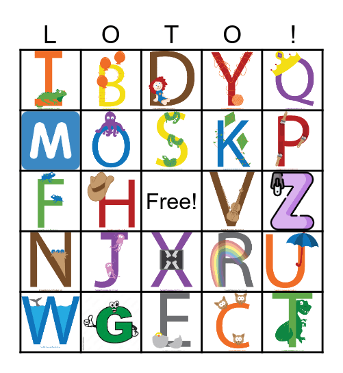 Alphabet flashcards Bingo Card
