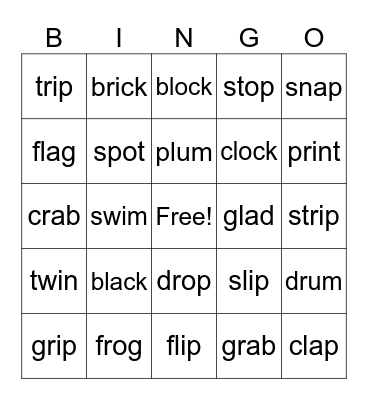 Blends Bingo Card