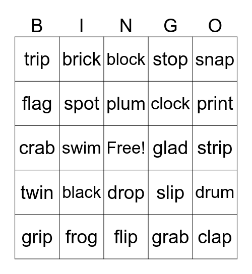 Blends Bingo Card