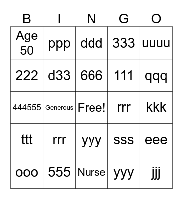 Precious Bingo Card