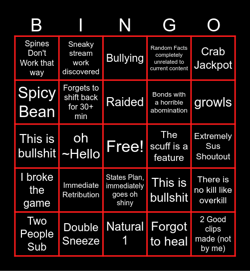 April Dae Beango Bingo Card