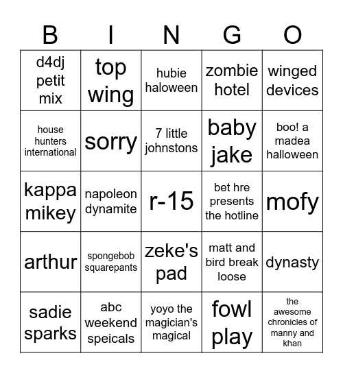 nick pagan Bingo Card