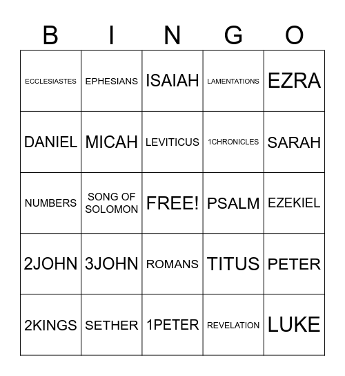 BIBLE Bingo Card