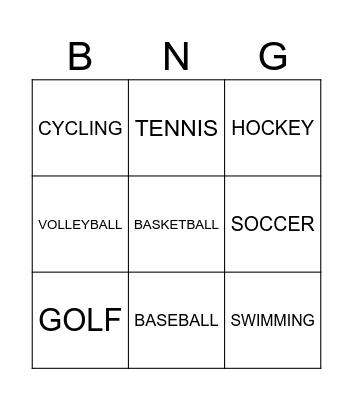 SPORTS Bingo Card