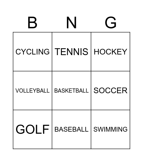 SPORTS Bingo Card