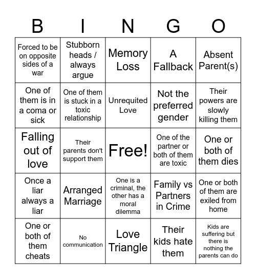 Angst Ship Bingo Card