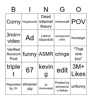 TikTok Bingo 2025 Edition Bingo Card