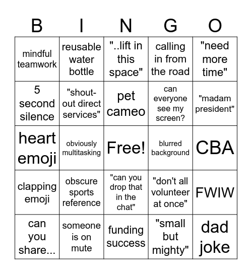 Mindful Teamwork Bracket Bingo Card