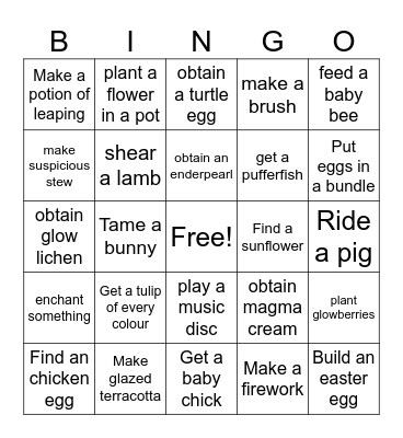 Easter Bingo Card