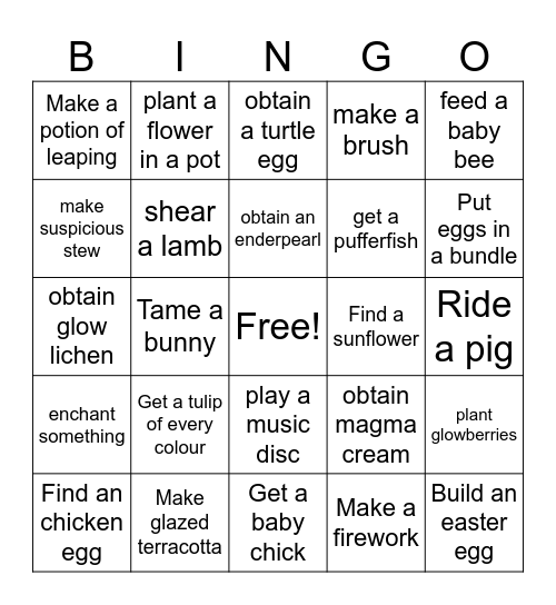 Easter Bingo Card