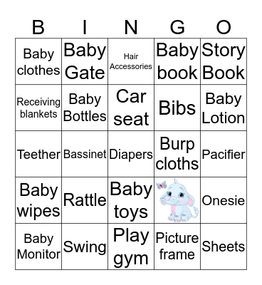 Welcome Baby Peanut Bingo Card