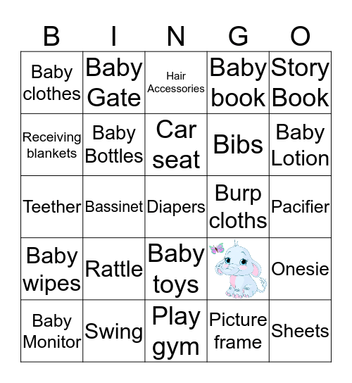 Welcome Baby Peanut Bingo Card