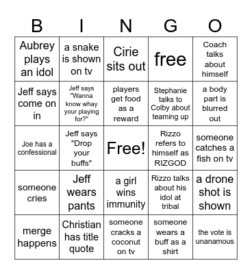 episode 6 Bingo Card