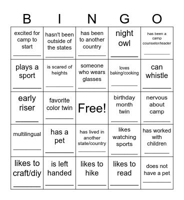 Find Someone Who: Bingo Card
