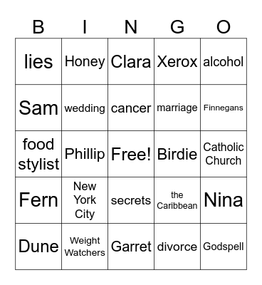 Lake Effect Bingo Card