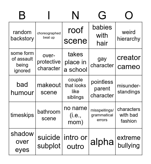 Tame Bingo Card