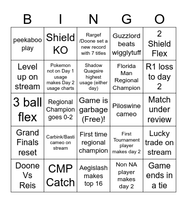 2026 Orlando Regional Championships Bingo Card