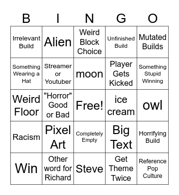 Minenmccraft Bingo Card