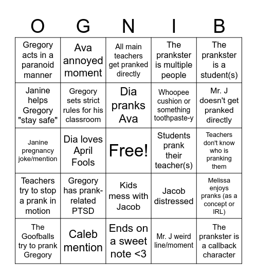 APRIL FOOLS! Bingo Card