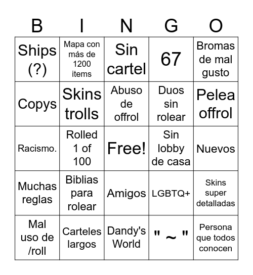 Pony Town Bingo (RP) Bingo Card