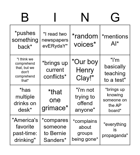 APUSH! Bingo Card