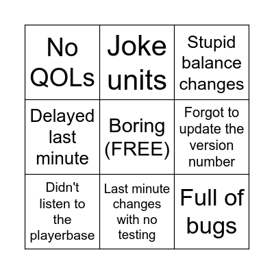 DVN Update Bingo Card