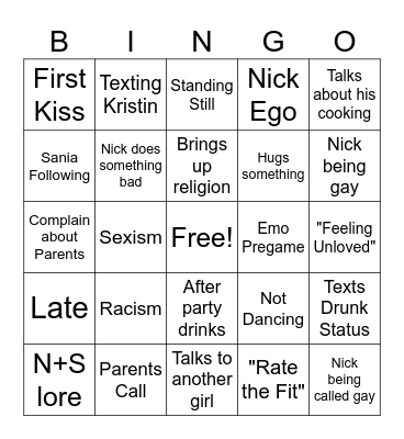 Nick Bingo Card