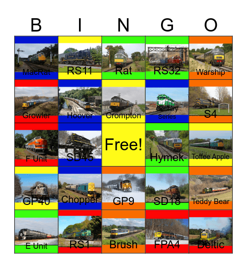 Oil Burning Diesels that I would like to design one day Bingo Card