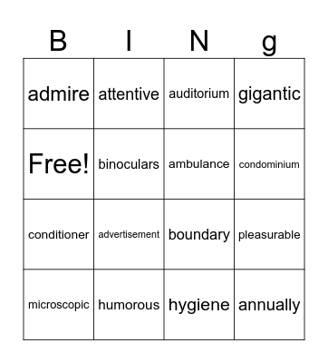 Vanessa Bingo Card