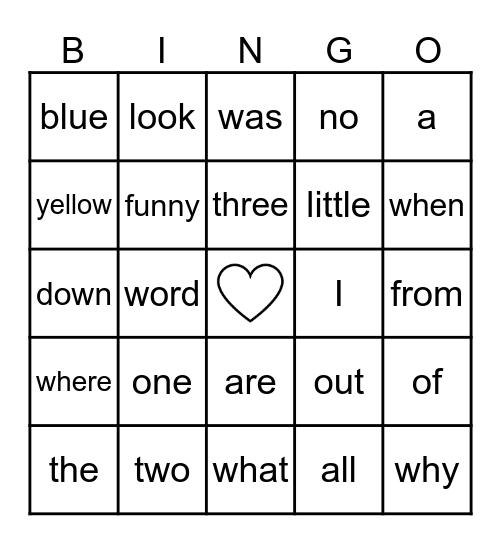CKLA Kindergarten Tricky Word Bingo Card