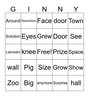 The World's Largest Guinea Pig Bingo Card