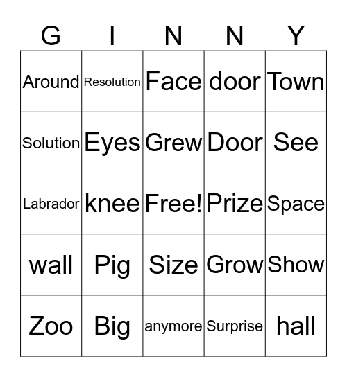 The World's Largest Guinea Pig Bingo Card