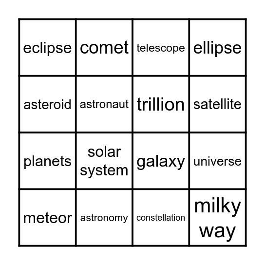 The World Beyond Us! Bingo Card