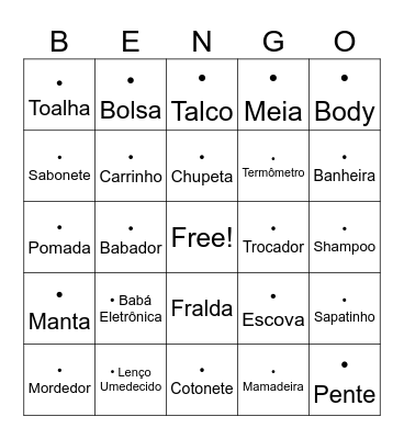 Bingo do chá de bebê do José Guilherme Bingo Card