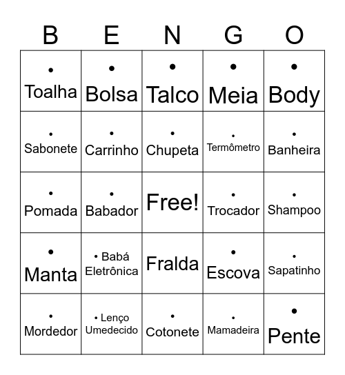 Bingo do chá de bebê do José Guilherme Bingo Card