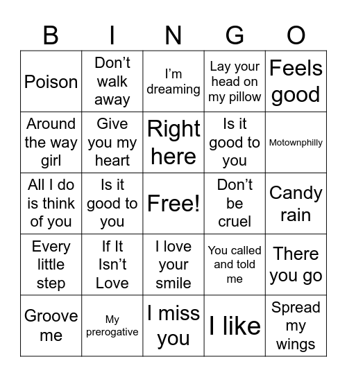 New jack Bingo Card