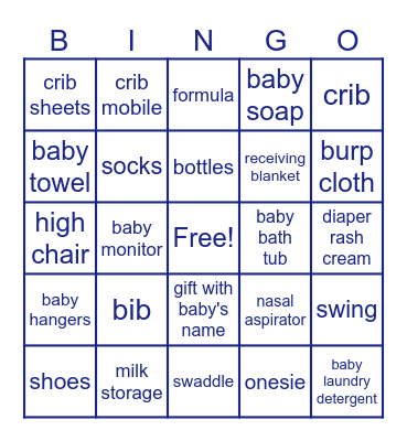 Baby Gift BINGO Card