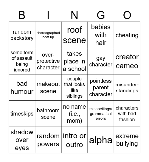 Tame Bingo Card