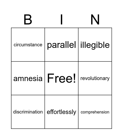 Matthew Bingo Card
