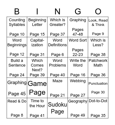 Enoch's Bingo Board Bingo Card