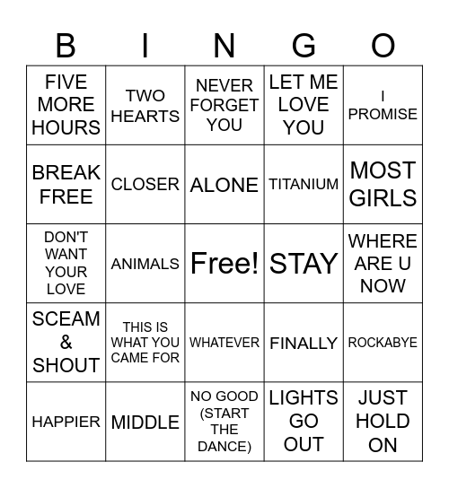 EDM Bingo Card