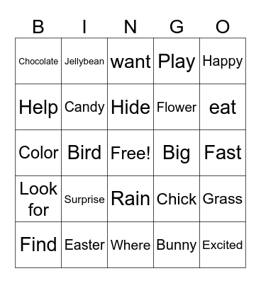 ASL Easter Bingo Card