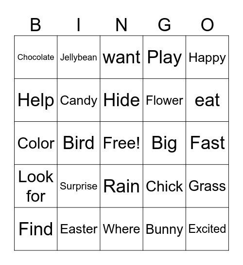 ASL Easter Bingo Card