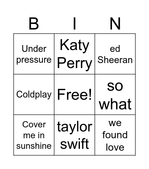 Musical Bingo April 2026 Bingo Card