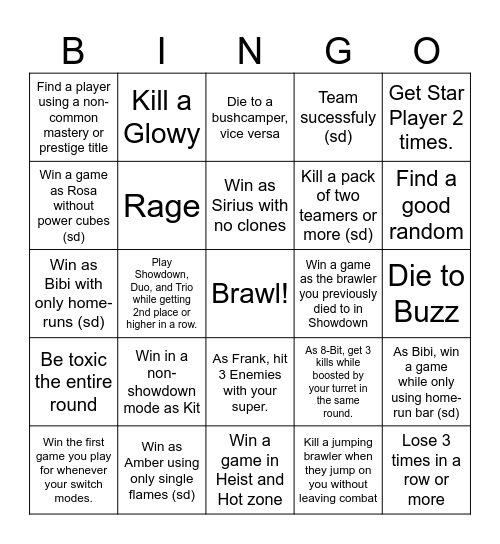 Brawl Stars Bingo Card