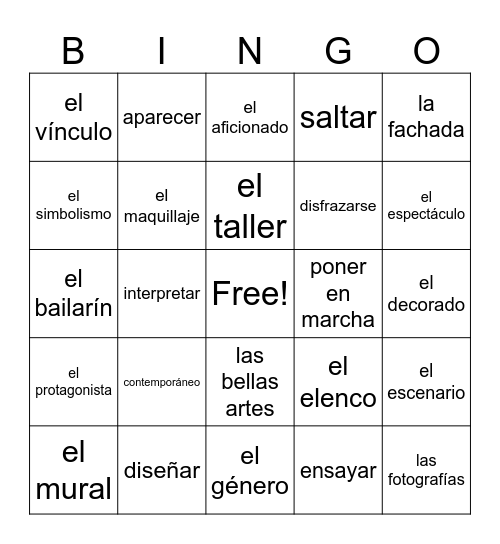 lecciones 7 y 8 vocab Bingo Card