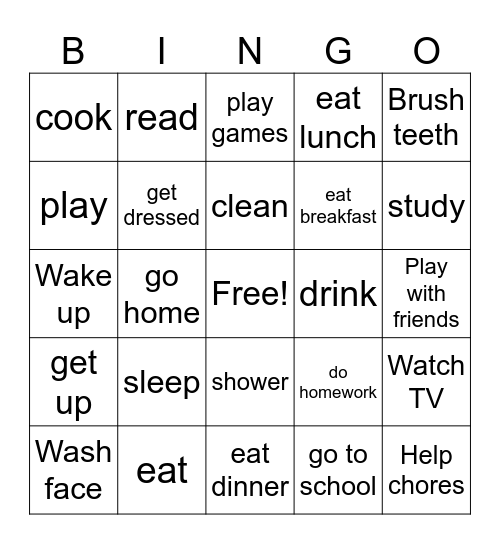 My Daily Routines Bingo Card